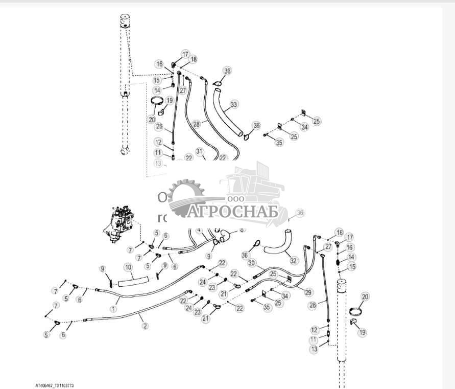 Гидросистема цилиндра стабилизатора ( 